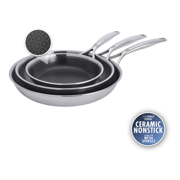 Zwilling 3 Peças, Conjunto De Frigideiras Híbridas Cerâmicas