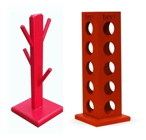 1 Porta Capsula Três Corações + 1 Suporte De Caneca Vermelho