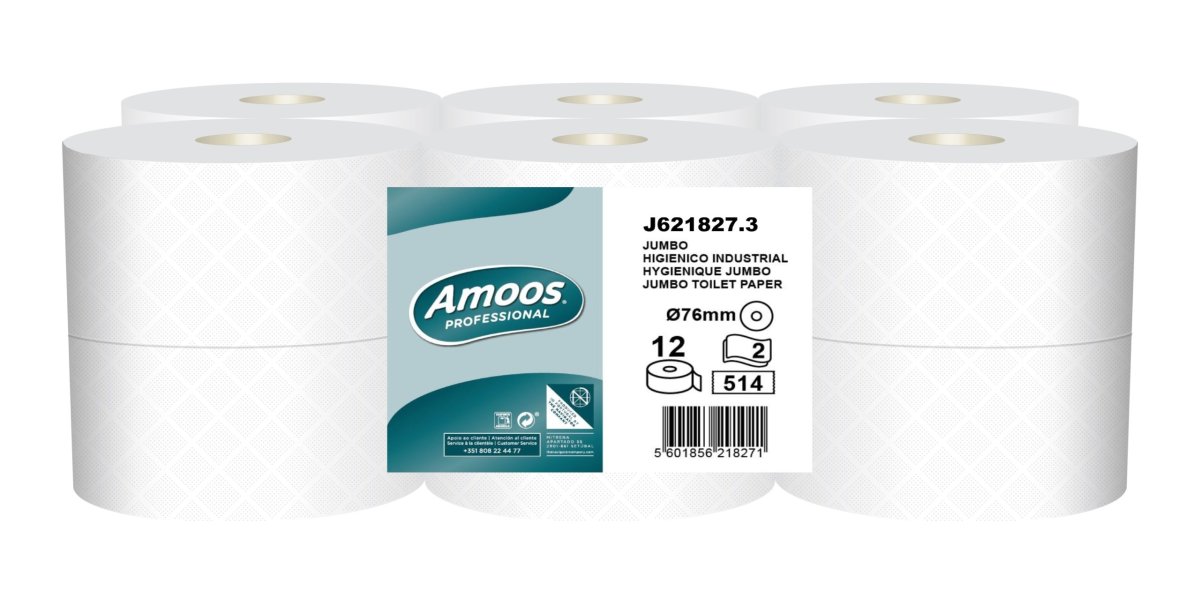 Papel Higiénico Jumbo Amoos Sc.12R 214S 75mts.