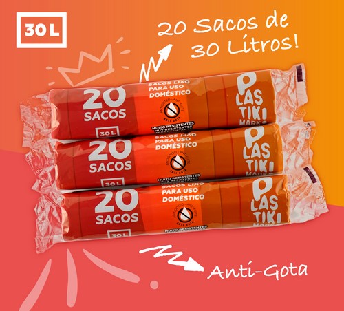 Rolo Saco Lixo 52×60 30Lts Anti Gota RL/20sc.